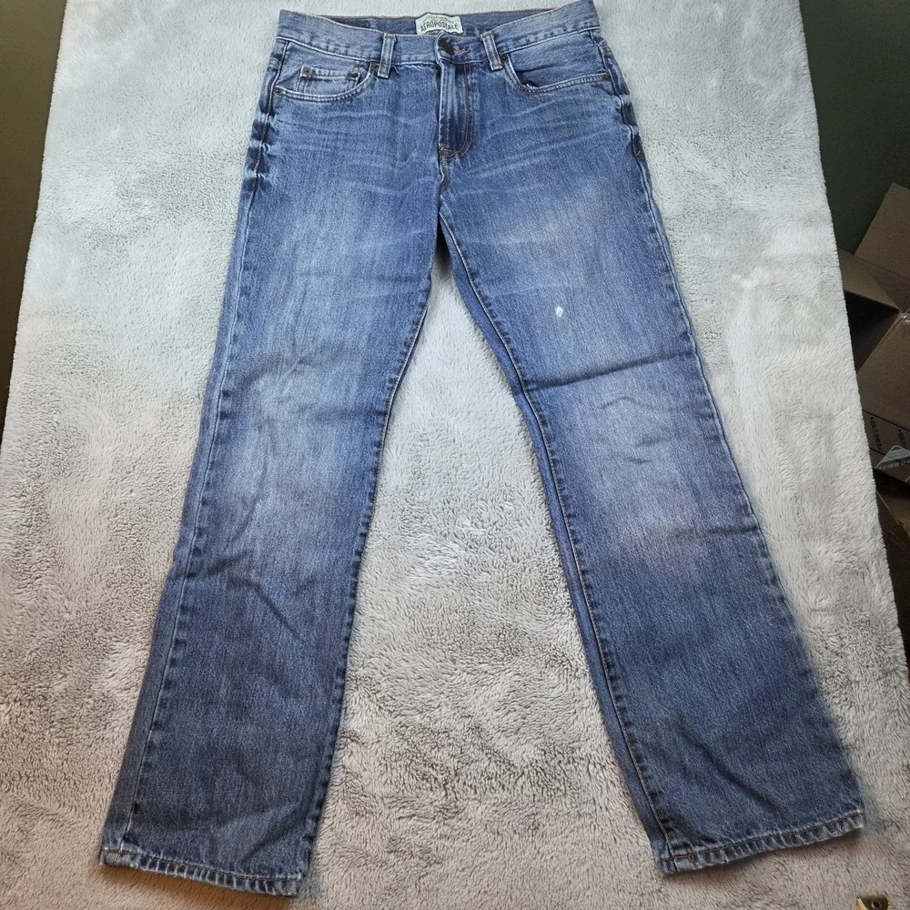 Aeropostale Straight Leg Jeans Mens 30x29 Classic Five Pocket Medium Wash Blue